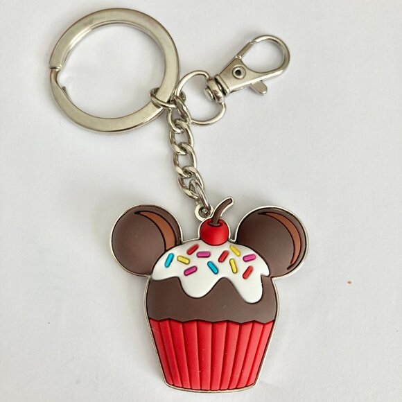 Disney Mickey Mouse Cupcake Snack Keychain Keyring Bag Purse Charm Zipper Pull - Picture 3 of 8